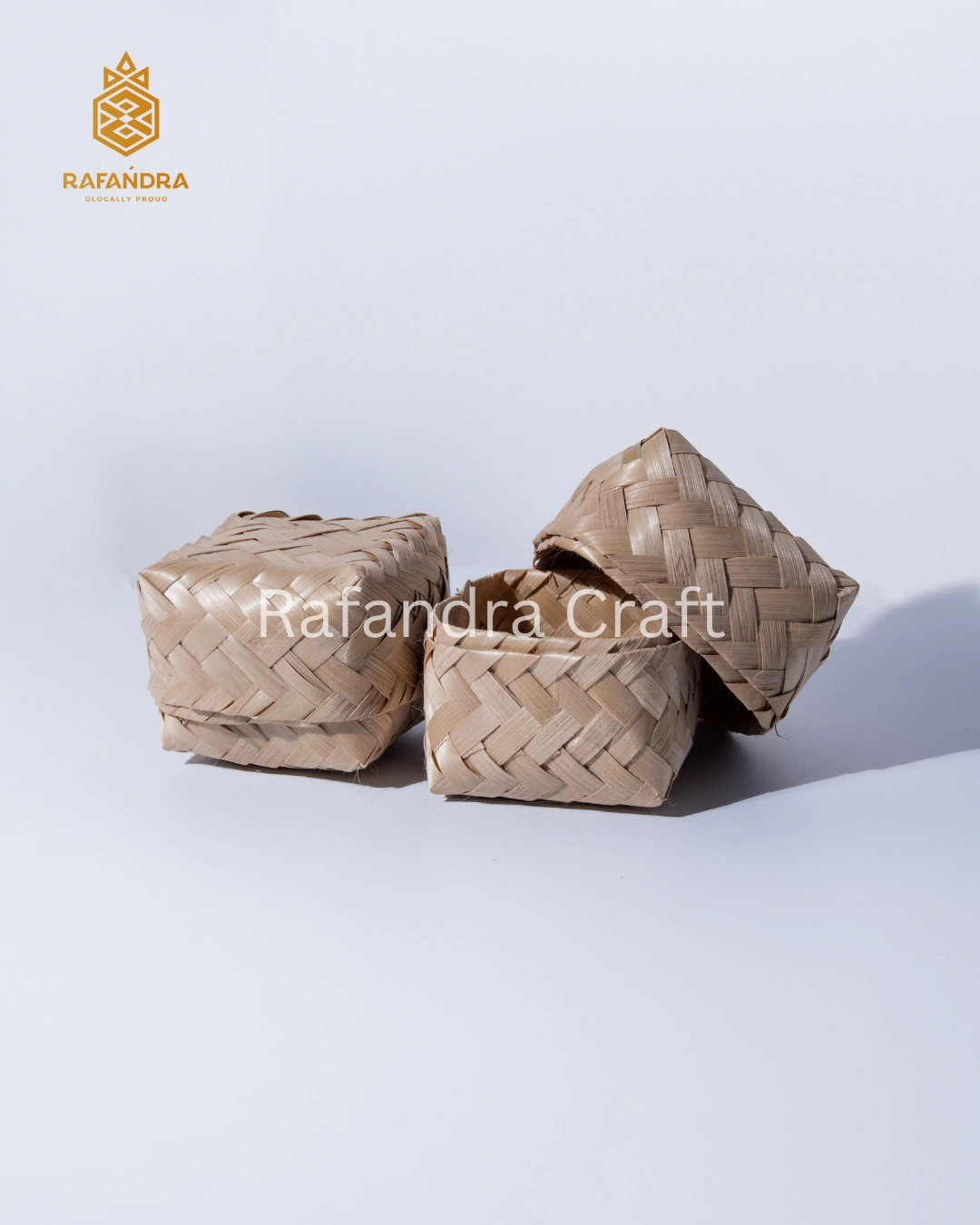Rafandra Covered Square Basket of Plaited Bamboo 10X10 (PK-KM1)