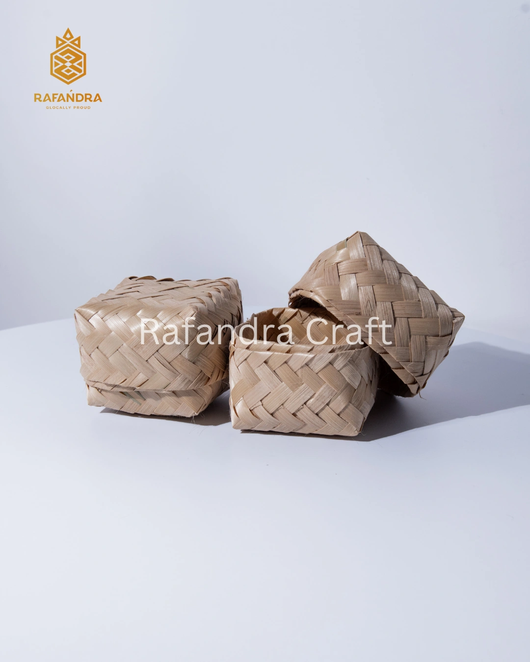 Rafandra Covered Square Basket of Plaited Bamboo 12X12 (PK-KM2)