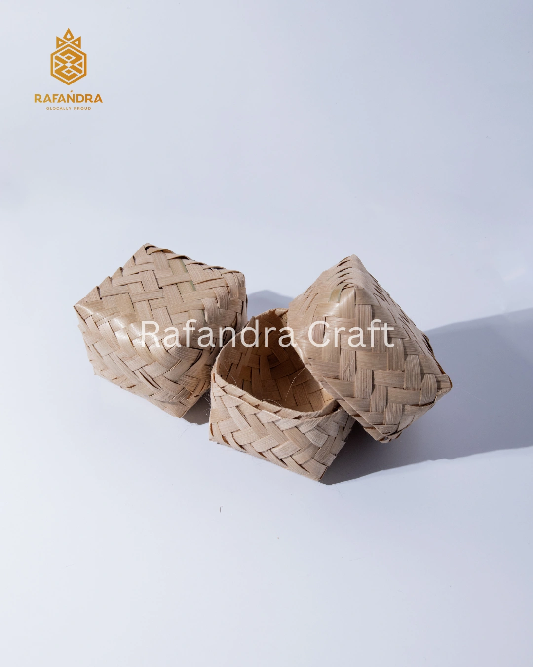 Rafandra Covered Square Basket of Plaited Bamboo 18X18 (PK-KM3)