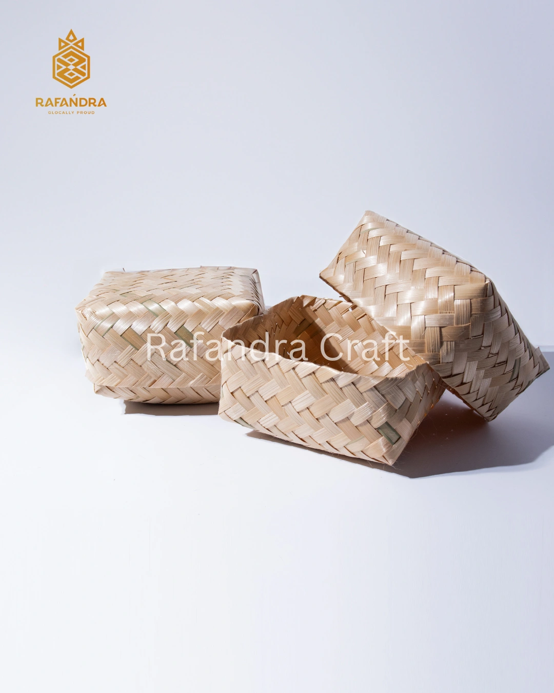 Rafandra Covered Square Basket of Plaited Bamboo 15X15 (PK-KM5)