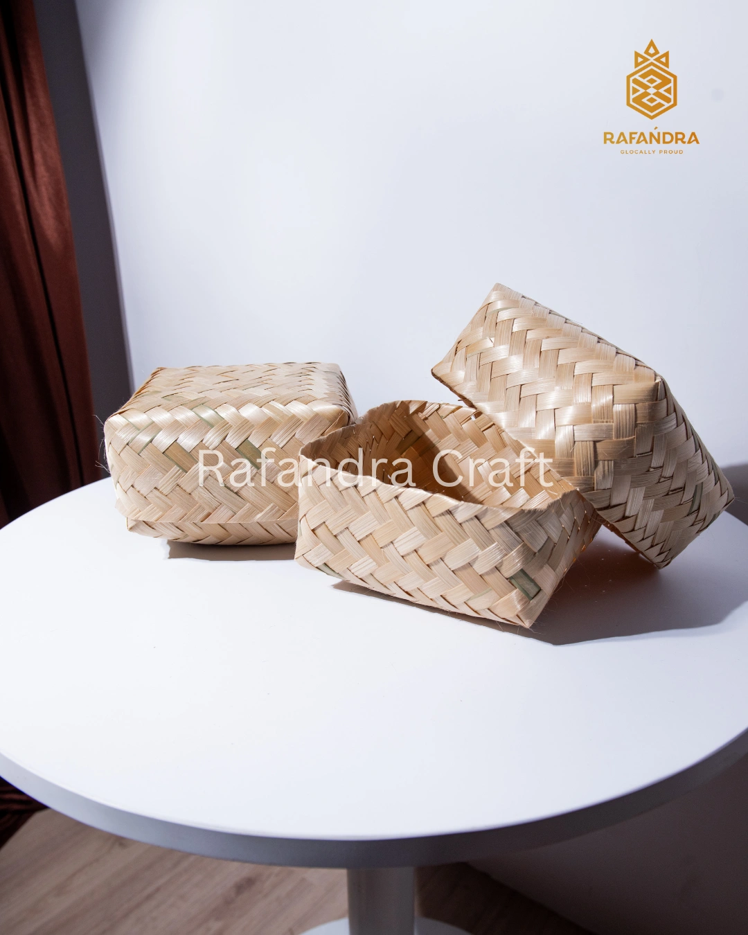 Rafandra Covered Square Basket of Plaited Bamboo 8x8 (PK-KM6)